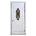 Gabon Hemlock Luxury Art Glass Design Double Door Solid Wood Door For Village Main Front Interior